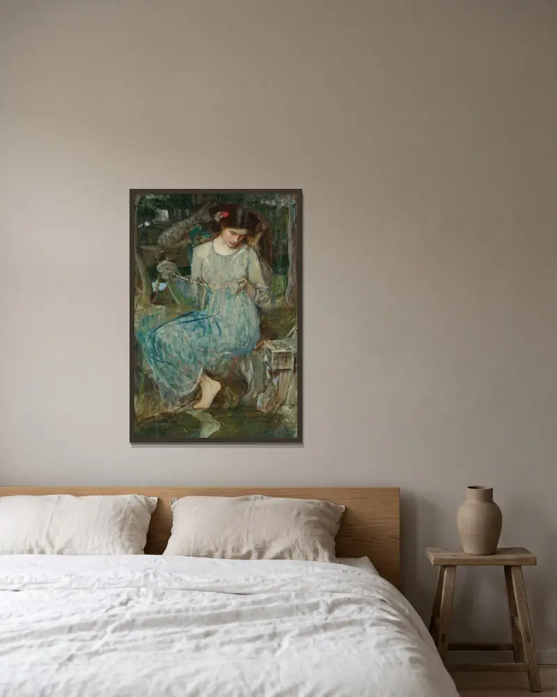Das Halsband von John William Waterhouse gerahmt an einer Wand