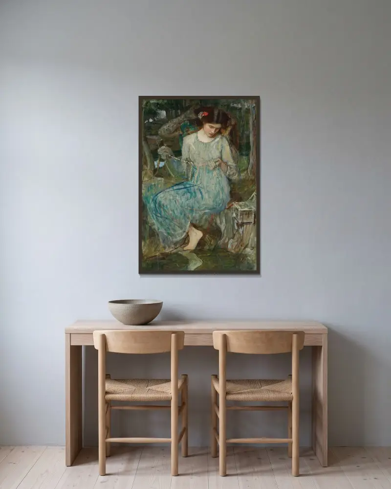 Das Halsband von John William Waterhouse gerahmt an einer Wand