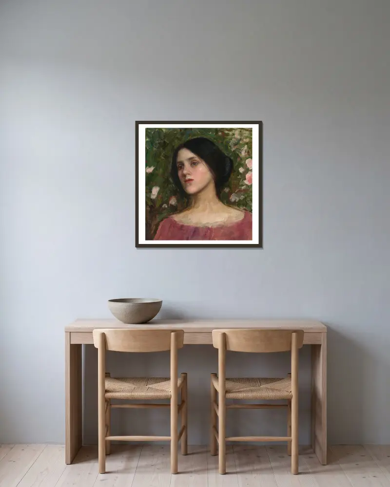 Der Rosenhag von John William Waterhouse gerahmt an einer Wand