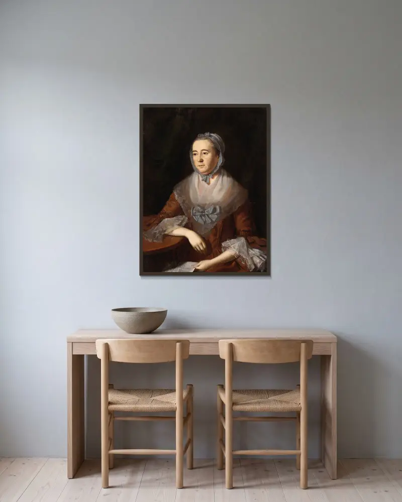 Anne Catharine Hoof Green av Charles Willson Peale inramad på en vägg
