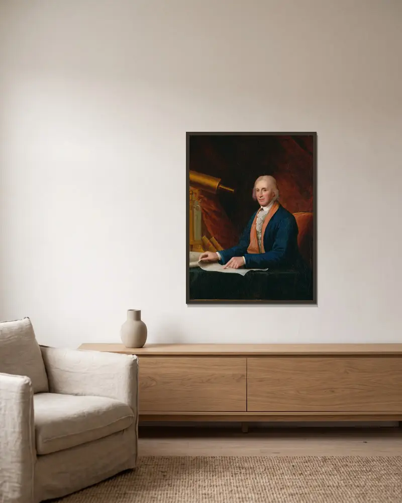 David Rittenhouse von Charles Willson Peale gerahmt an einer Wand