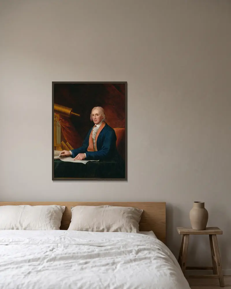 David Rittenhouse von Charles Willson Peale gerahmt an einer Wand