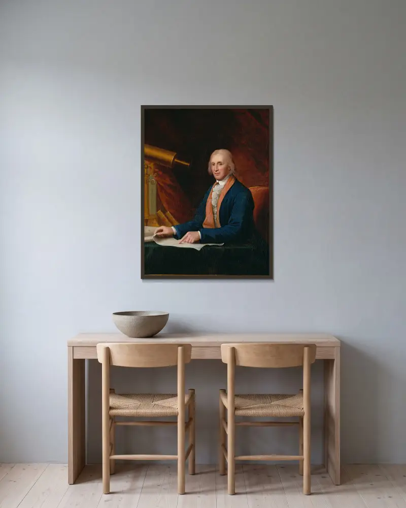 David Rittenhouse von Charles Willson Peale gerahmt an einer Wand
