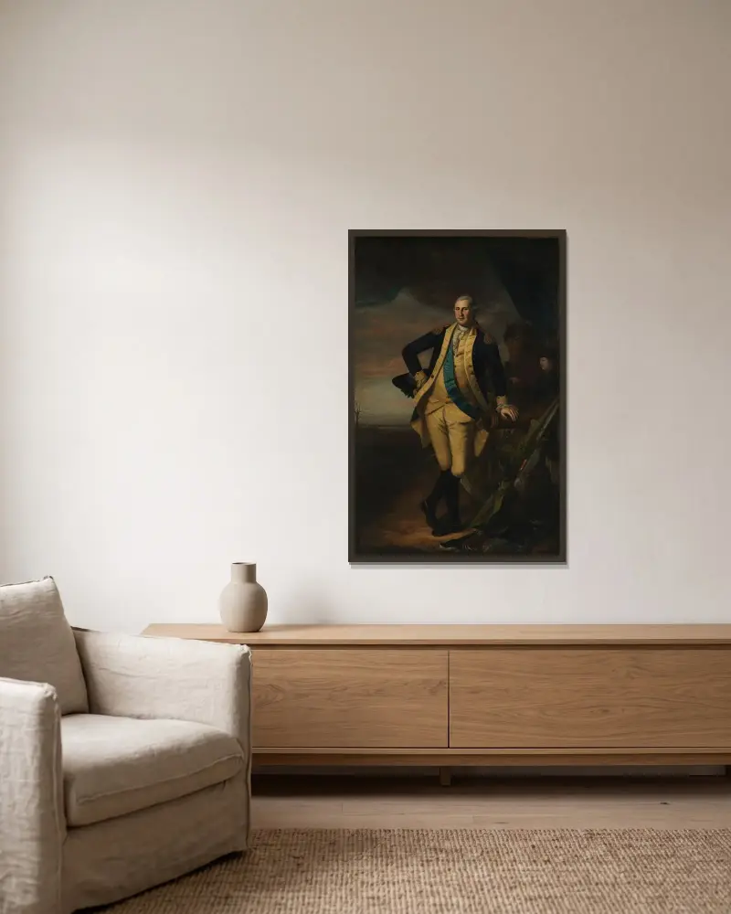 George Washington, 1779 von Charles Willson Peale gerahmt an einer Wand