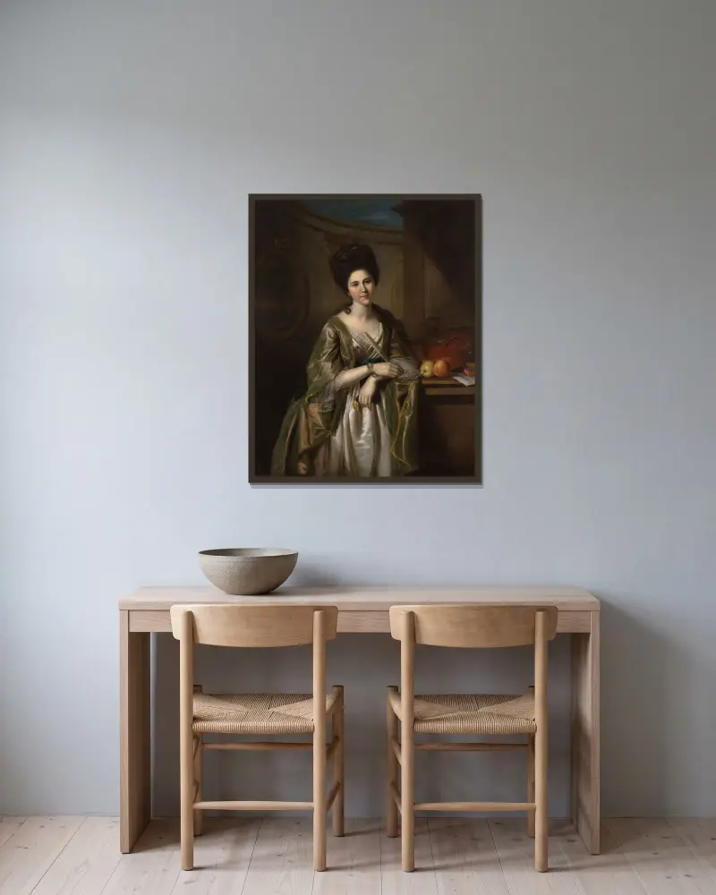 Mrs. Walter Stewart (Deborah McClenachan) av Charles Willson Peale inramad på en vägg
