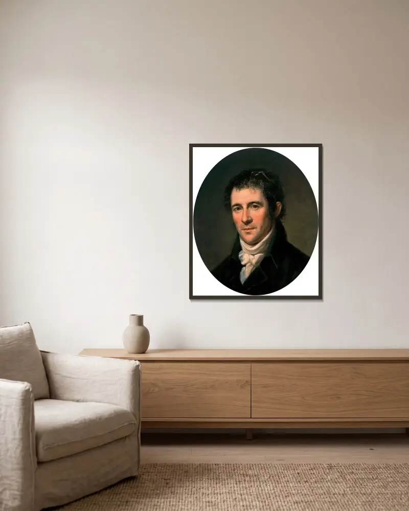 Porträtt av Benjamin Henry Latrobe av Charles Willson Peale inramad på en vägg