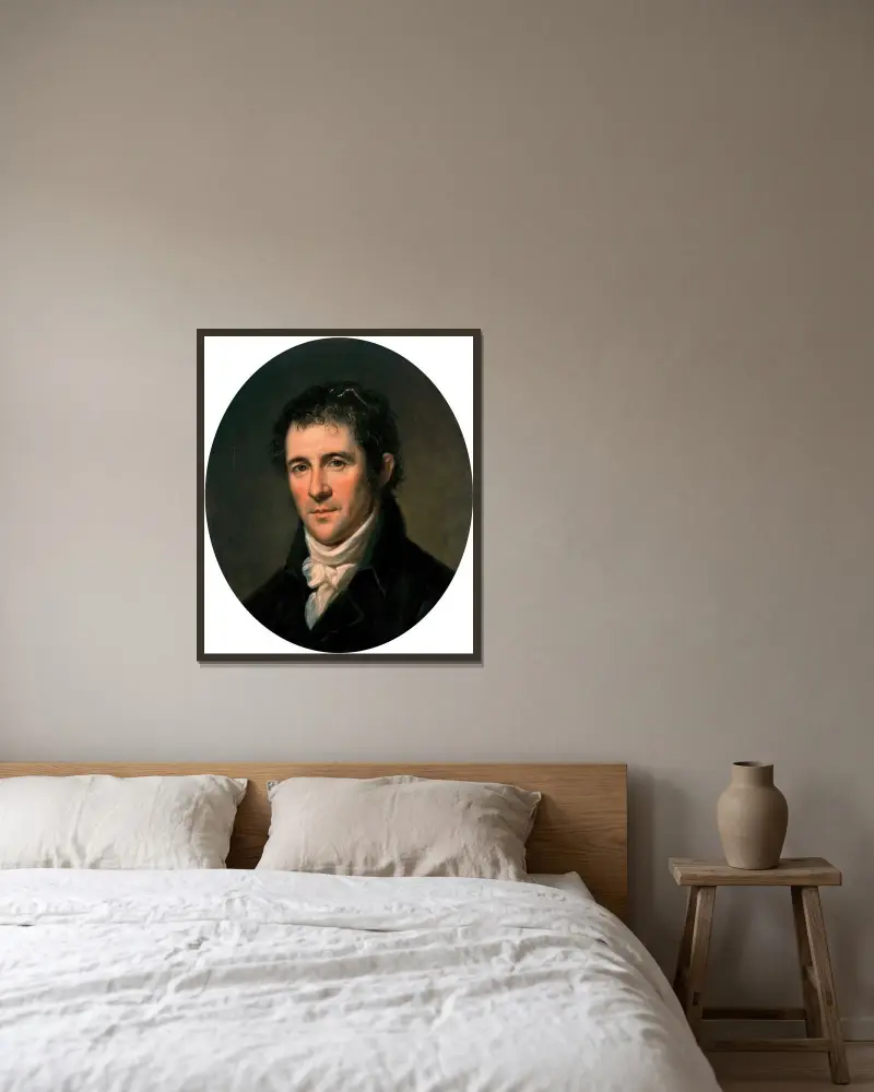 Porträtt av Benjamin Henry Latrobe av Charles Willson Peale inramad på en vägg