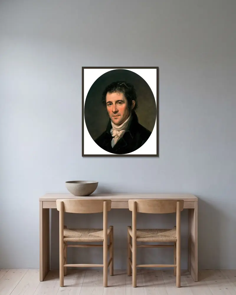 Porträtt av Benjamin Henry Latrobe av Charles Willson Peale inramad på en vägg