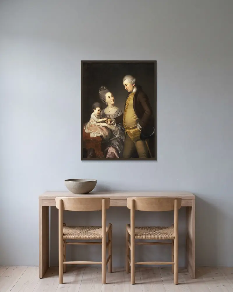 Portrait Of John And Elizabeth Lloyd Cadwalader And Their Daughter Anne av Charles Willson Peale inramad på en vägg