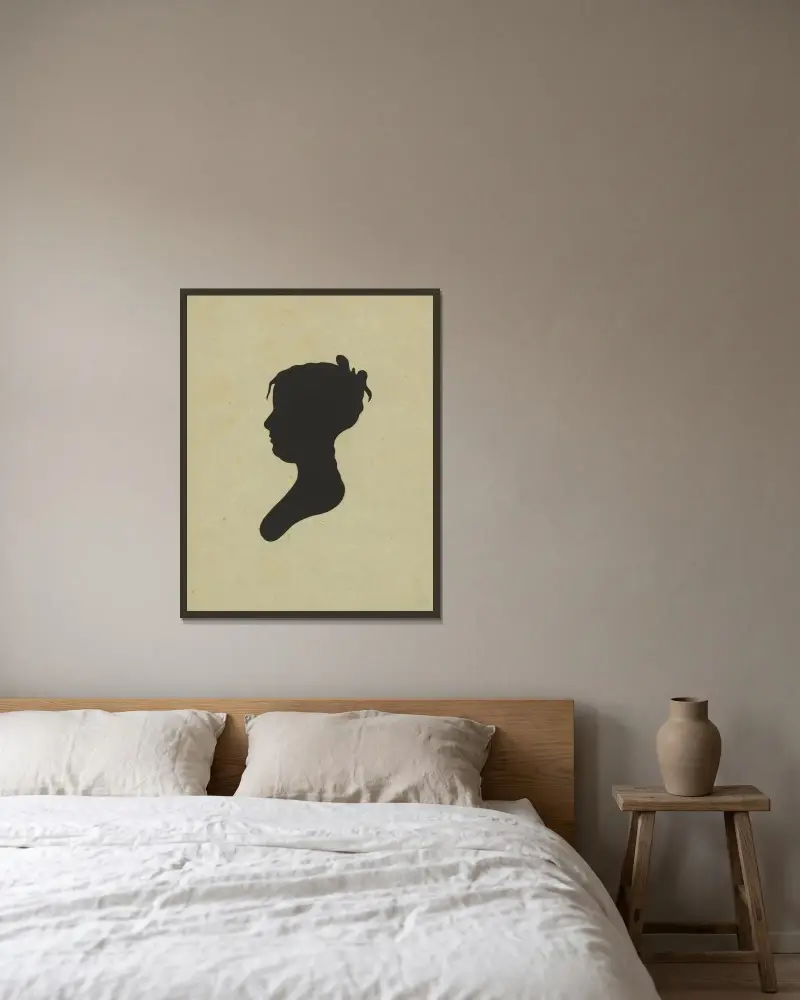 Silhuett av flicka vänd åt vänster, nr 1 av Charles Willson Peale inramad på en vägg