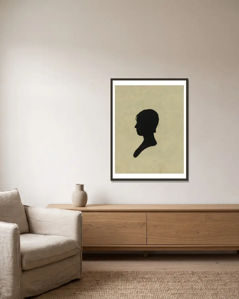Silhouette eines Mädchens im Profil nach links, Nr. 2 von Charles Willson Peale gerahmt an einer Wand