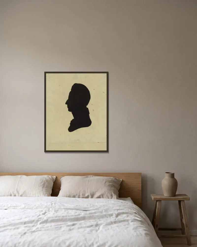 Silhuett av man vänd åt vänster, nr 1 av Charles Willson Peale inramad på en vägg