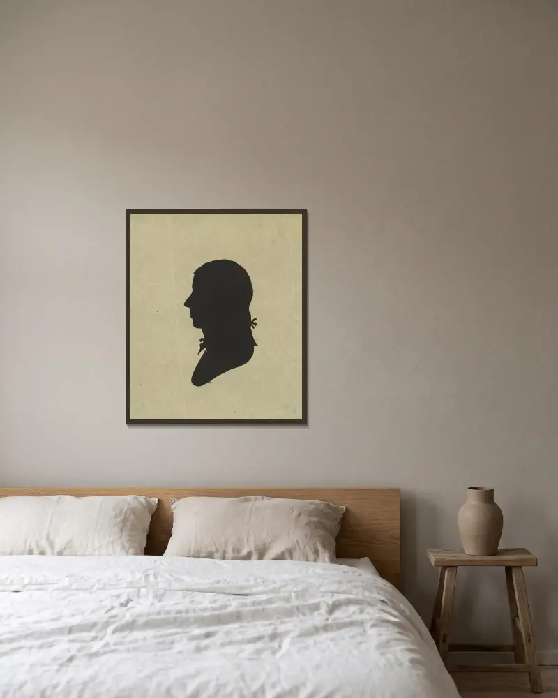 Silhuett av man vänd åt vänster, nr 10 av Charles Willson Peale inramad på en vägg