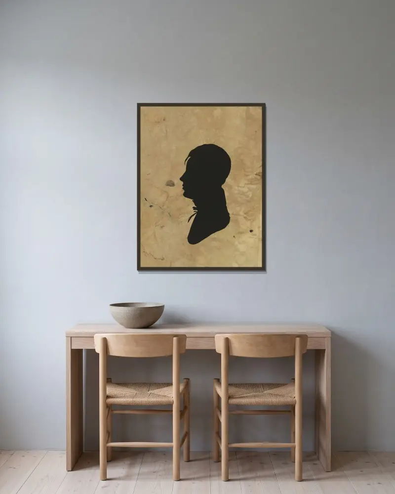 Siluett av man mot vänster, nr 12 av Charles Willson Peale inramad på en vägg