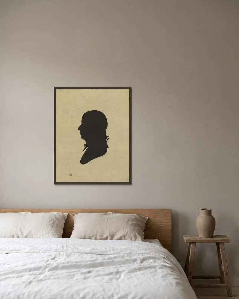 Silhuett av man vänd åt vänster, nr 2 av Charles Willson Peale inramad på en vägg