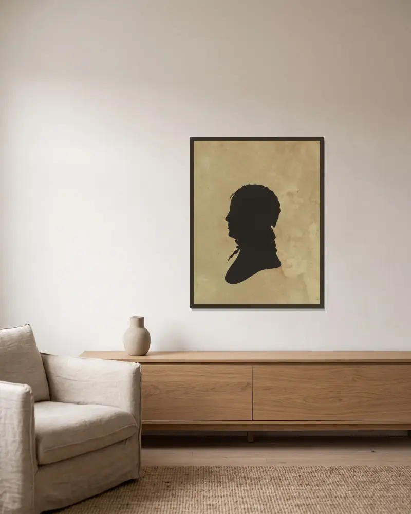 Silhuett av man vänd åt vänster, nr 6 av Charles Willson Peale inramad på en vägg