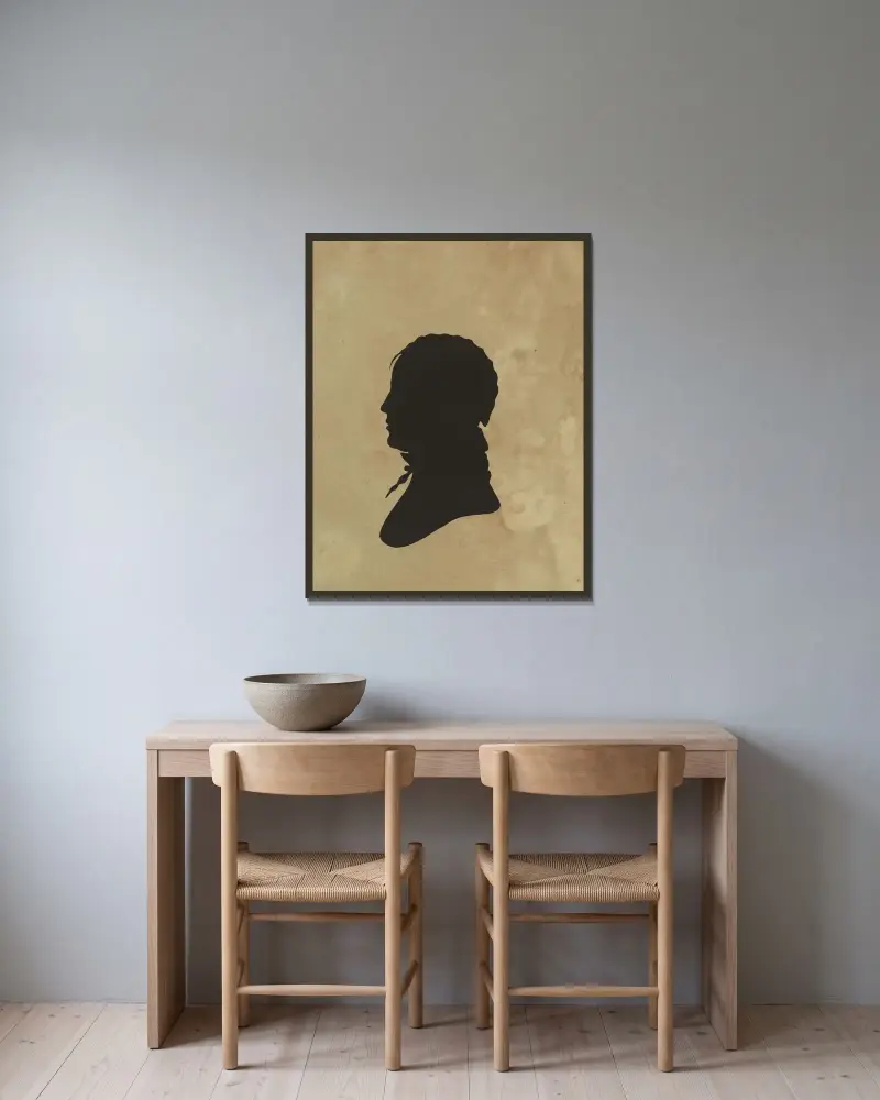 Silhuett av man vänd åt vänster, nr 6 av Charles Willson Peale inramad på en vägg