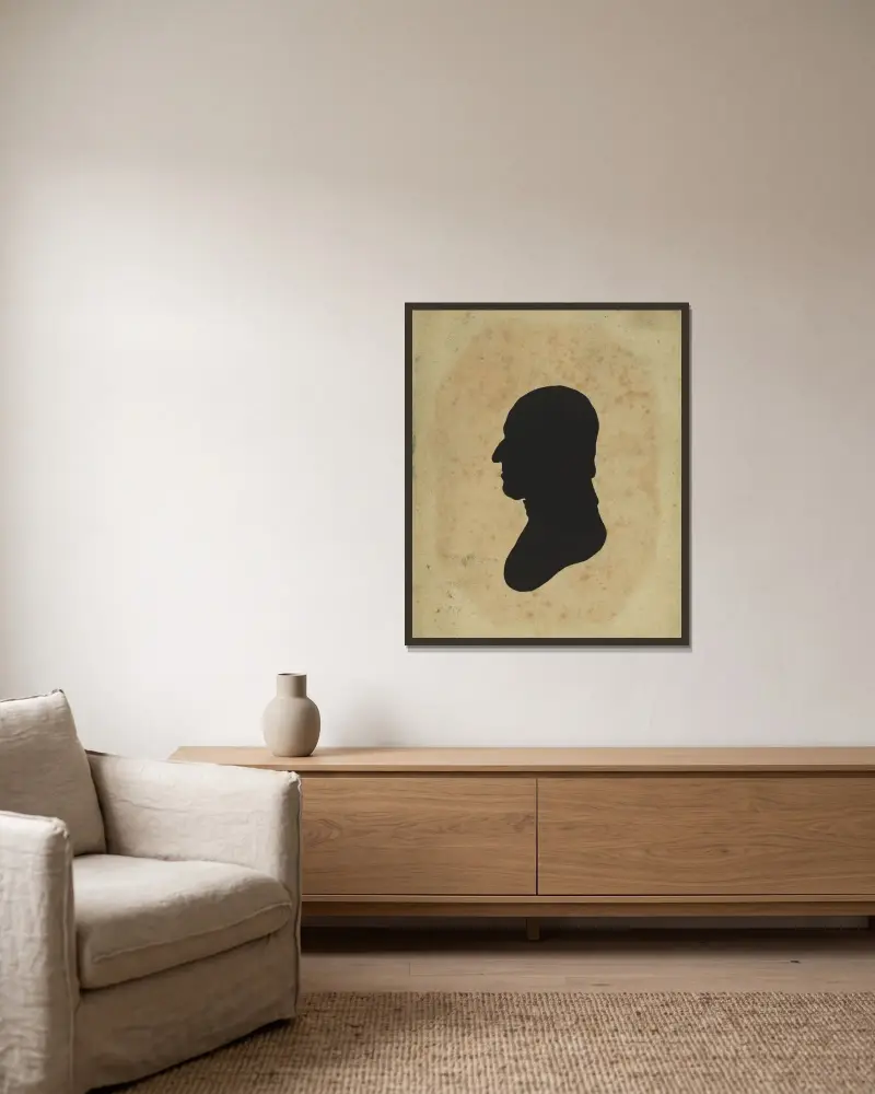 Silhuett av man vänd åt vänster, nr 9 av Charles Willson Peale inramad på en vägg