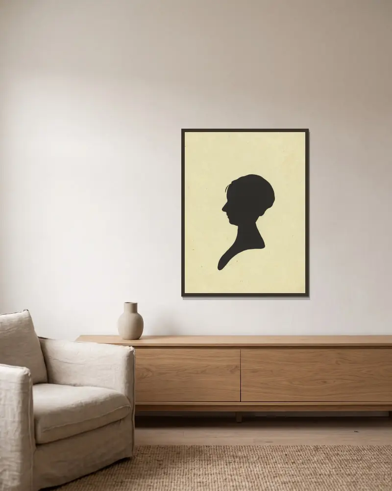 Silhouette of woman facing left, no. 2 av Charles Willson Peale inramad på en vägg