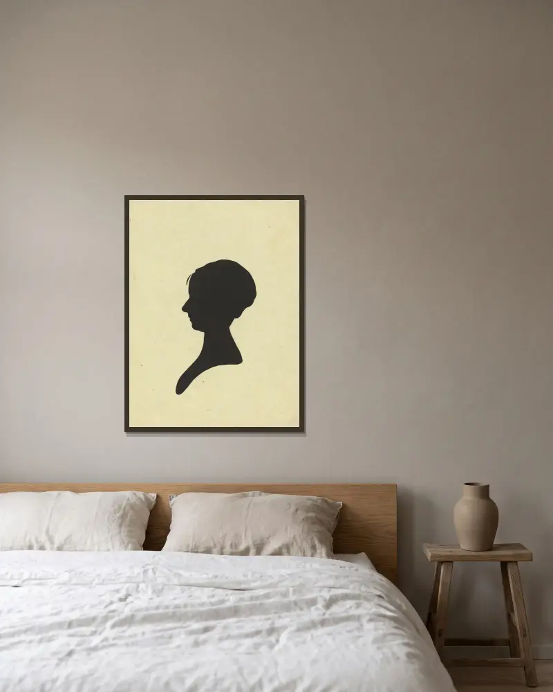 Silhouette of woman facing left, no. 2 av Charles Willson Peale inramad på en vägg