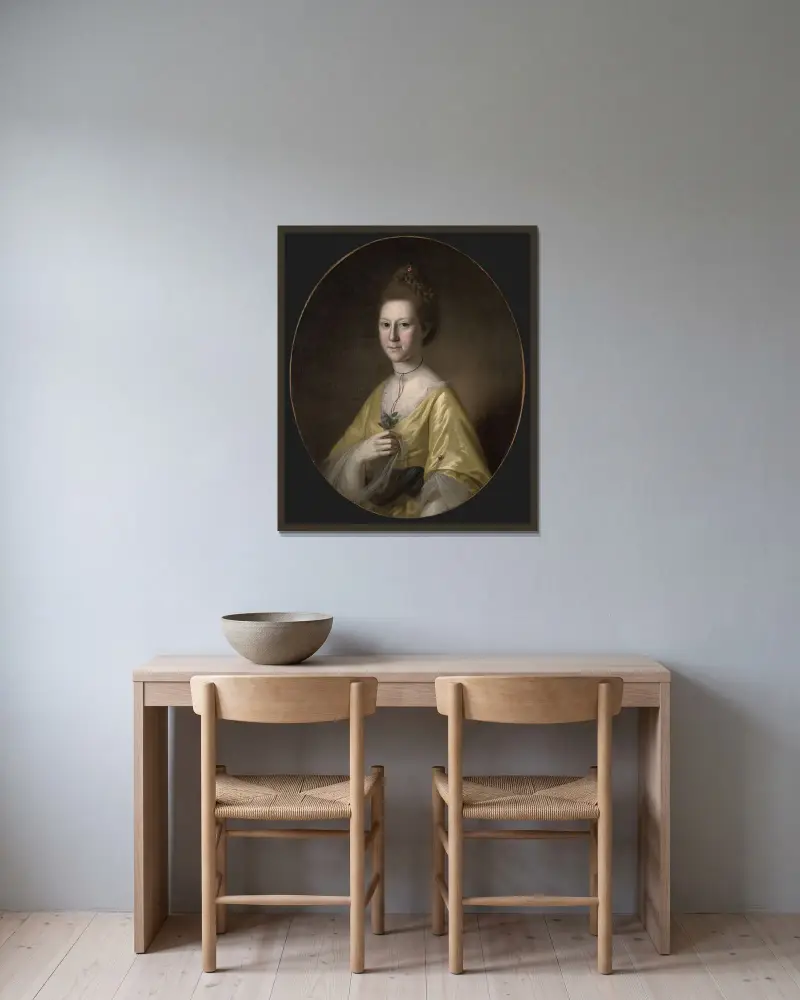 Sophia Gough Carroll av Charles Willson Peale inramad på en vägg