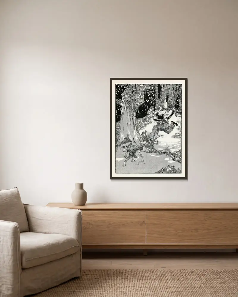 Forty-four Turkish fairy tales Pl 28 av Willy Pogany inramad på en vägg
