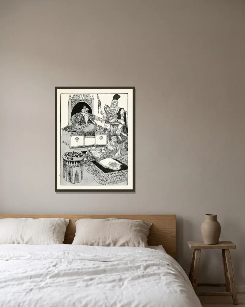Forty-four Turkish fairy tales Pl 37 av Willy Pogany inramad på en vägg