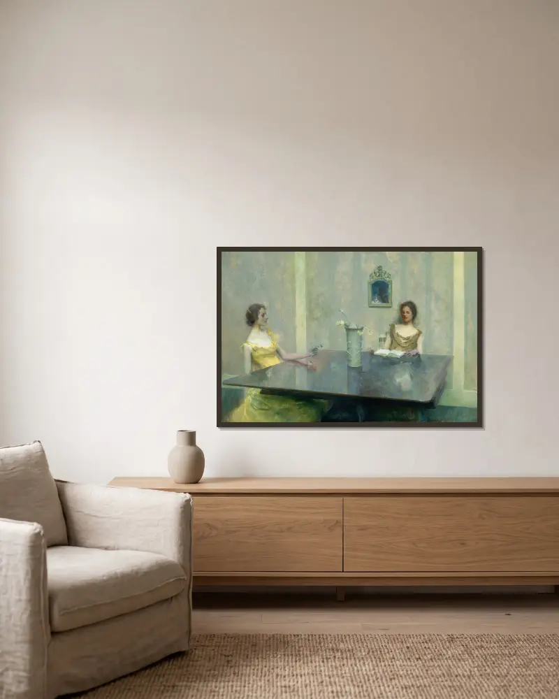Čtení, Thomas Wilmer Dewing v rámu na stěně