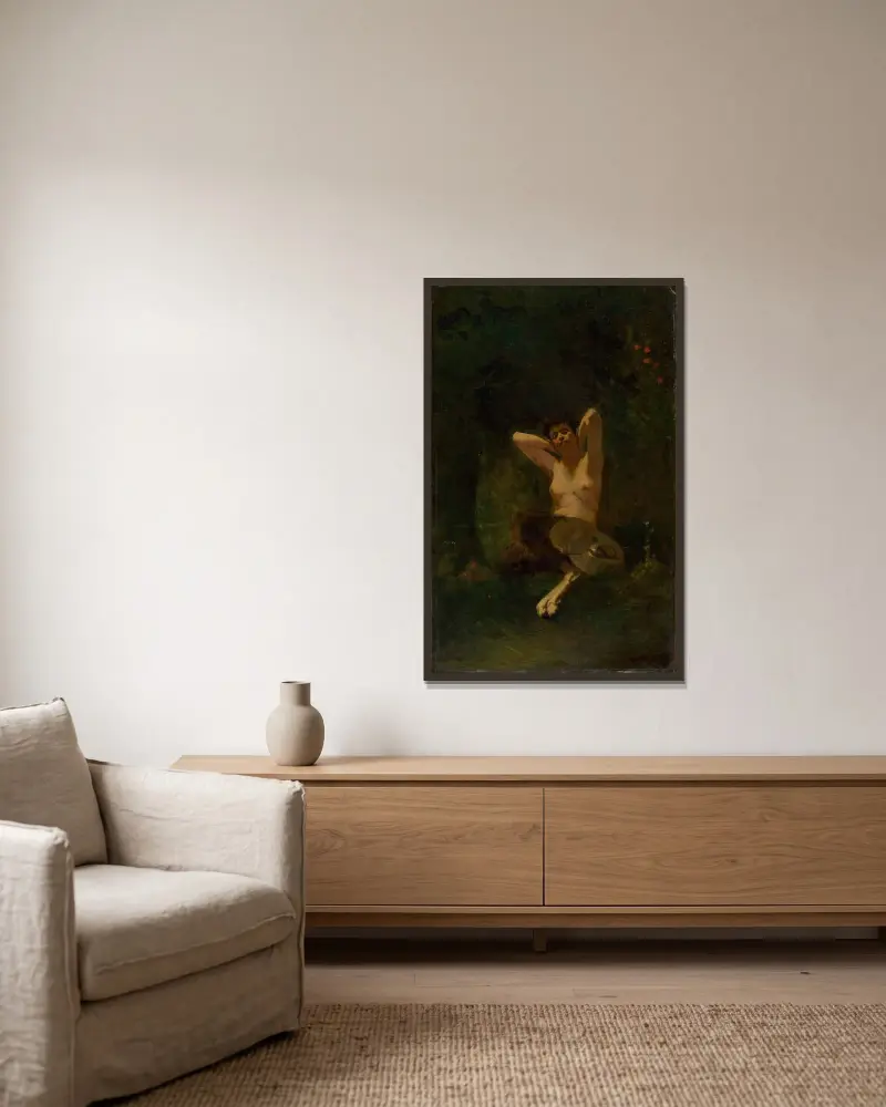 Faun av Thomas Wilmer Dewing inramad på en vägg