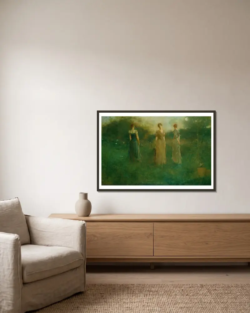 V zahradě, Thomas Wilmer Dewing v rámu na stěně