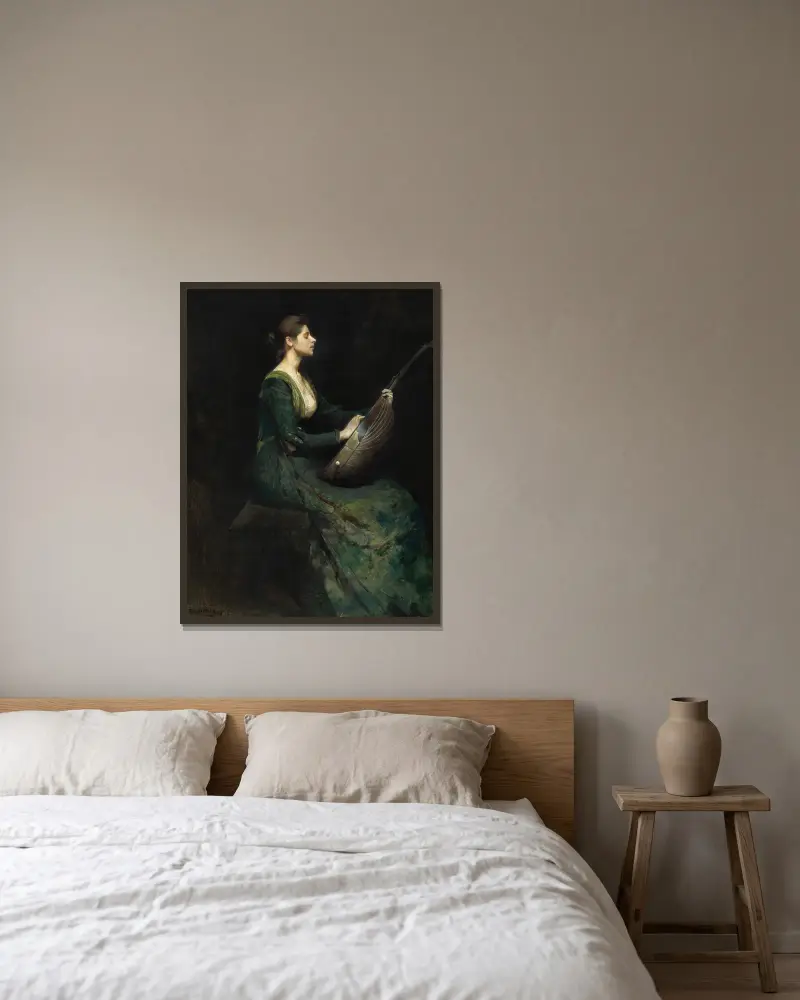Dáma s loutnou, Thomas Wilmer Dewing v rámu na stěně