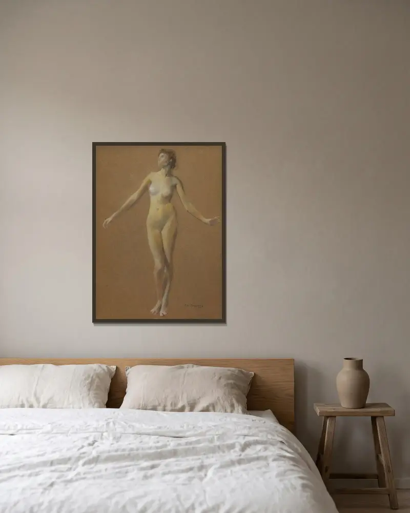 Nude Study von Thomas Wilmer Dewing gerahmt an einer Wand