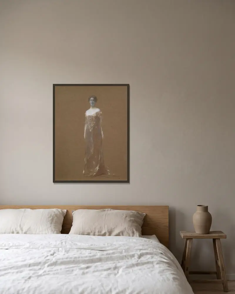 Das Abendkleid von Thomas Wilmer Dewing gerahmt an einer Wand