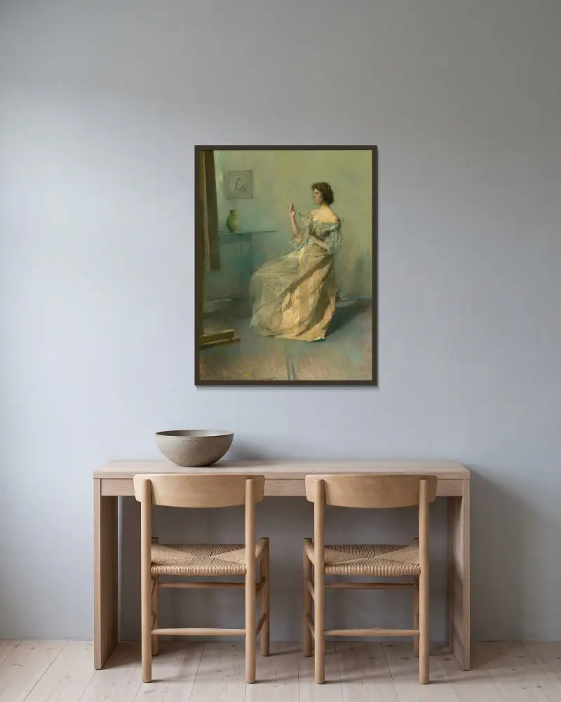 Náhrdelník, Thomas Wilmer Dewing v rámu na stěně