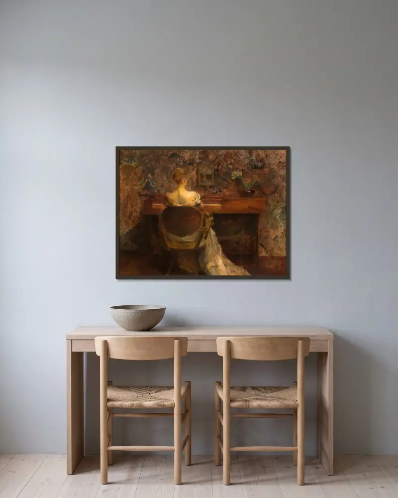 Spinetten, Thomas Wilmer Dewing v rámu na stěně
