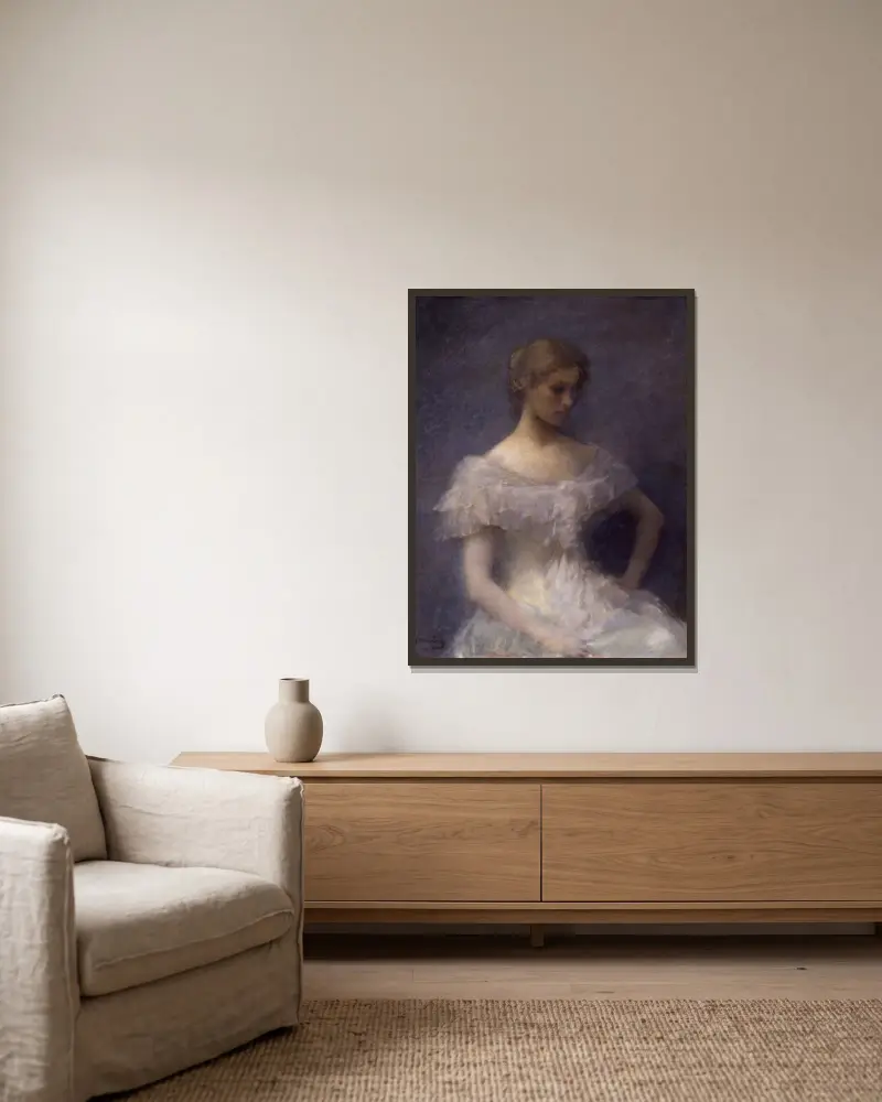 Młoda dziewczyna siedząca, Thomas Wilmer Dewing w ramie na ścianie