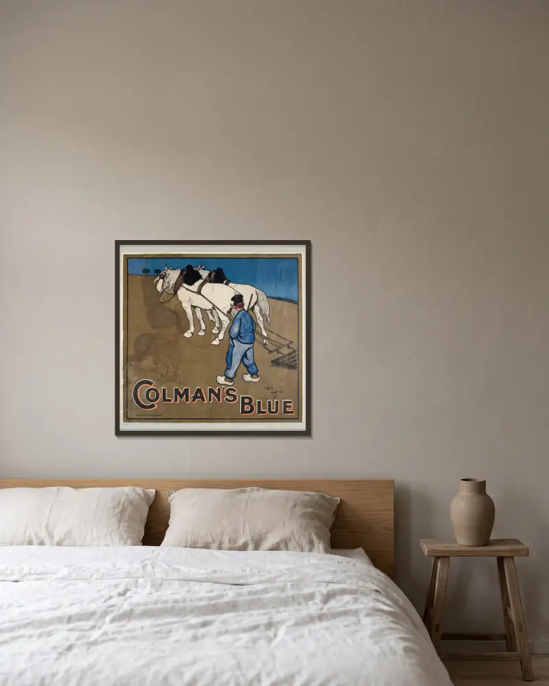 Colman’s blue von Cecil Charles Windsor Aldin gerahmt an einer Wand