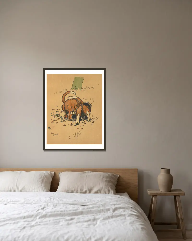 Out at the Back von Cecil Charles Windsor Aldin gerahmt an einer Wand