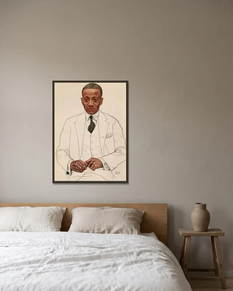 Alain Locke av Winold Reiss inramad på en vägg