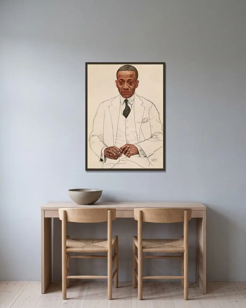 Alain Locke av Winold Reiss inramad på en vägg