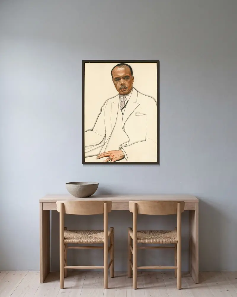 James Weldon Johnson av Winold Reiss inramad på en vägg