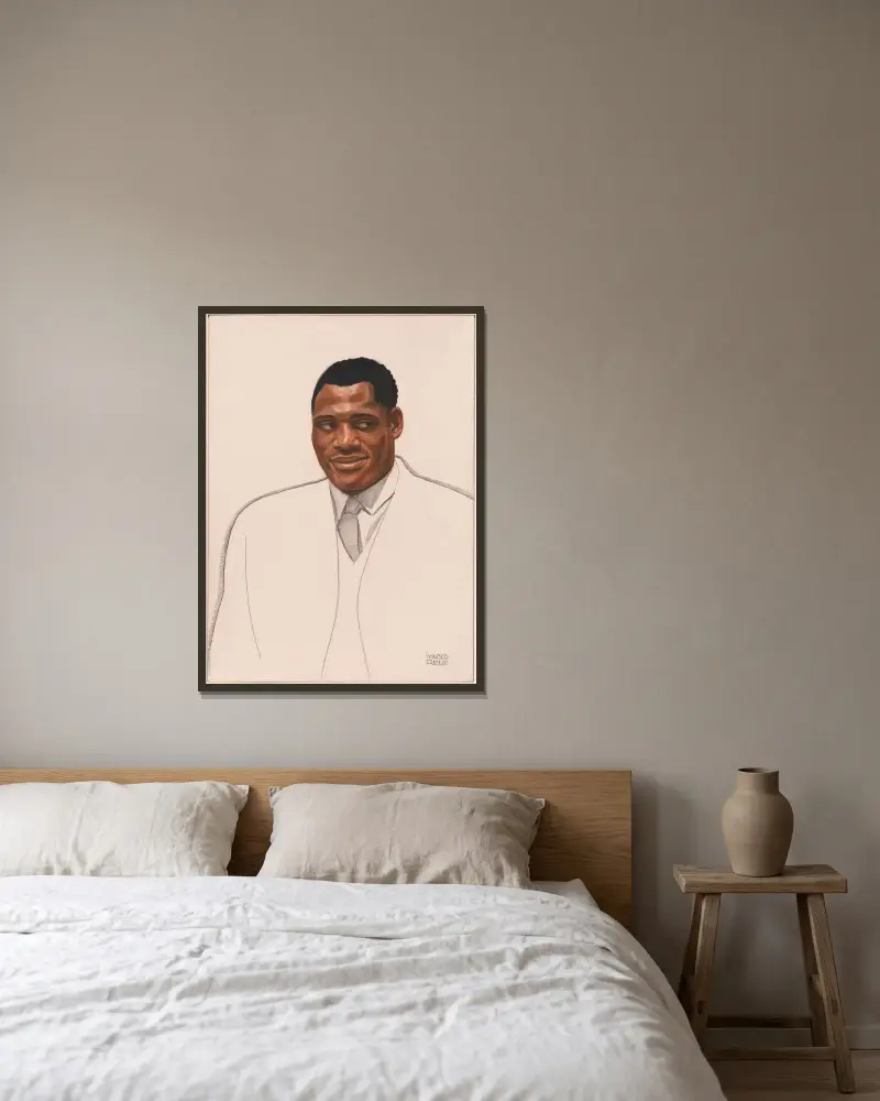 Paul Robeson av Winold Reiss inramad på en vägg