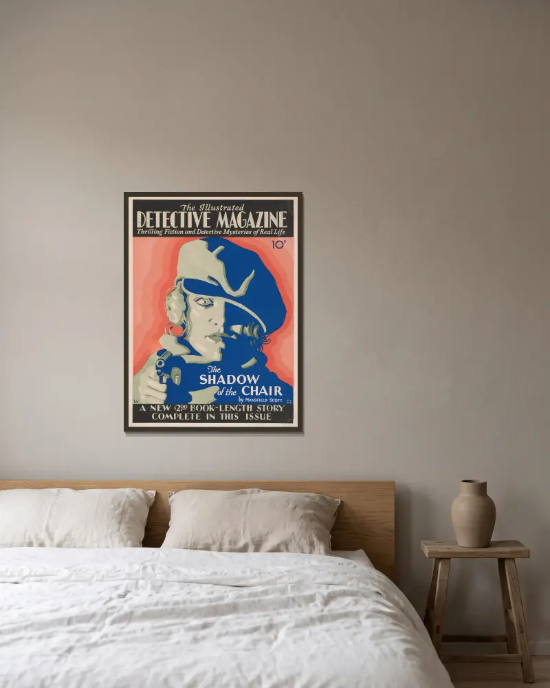 The illustrated detective magazine av Winold Reiss inramad på en vägg