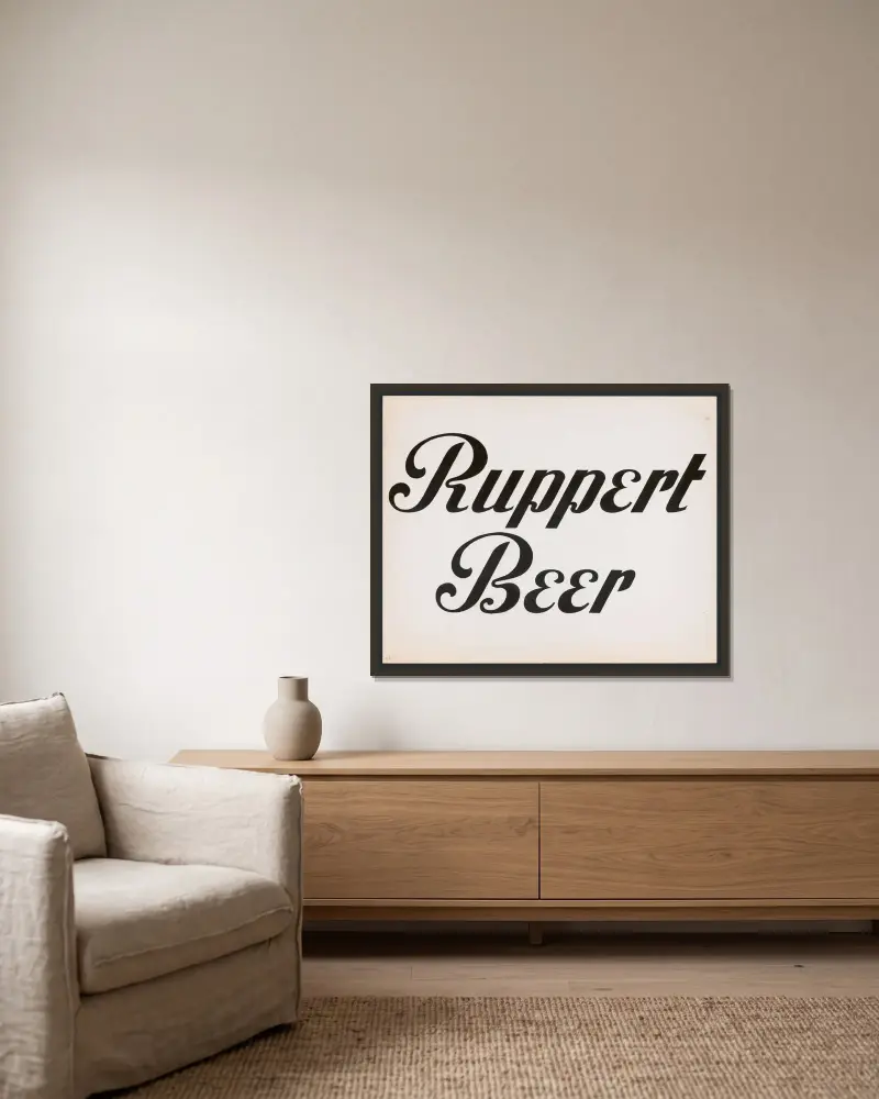 Typographical studies for Ruppert Beer av Winold Reiss inramad på en vägg