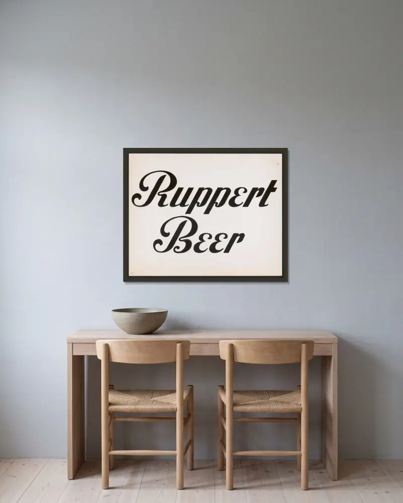 Typographical studies for Ruppert Beer av Winold Reiss inramad på en vägg