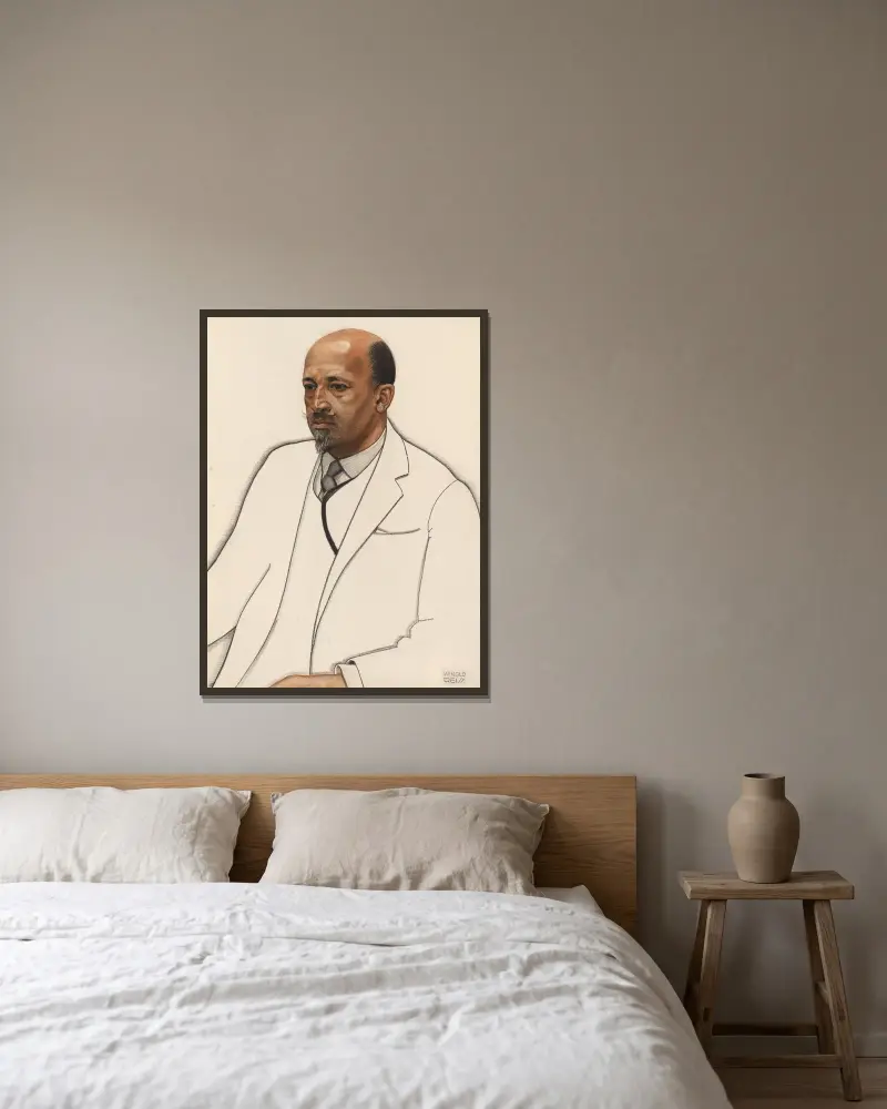 W. E. B. Du Bois av Winold Reiss inramad på en vägg