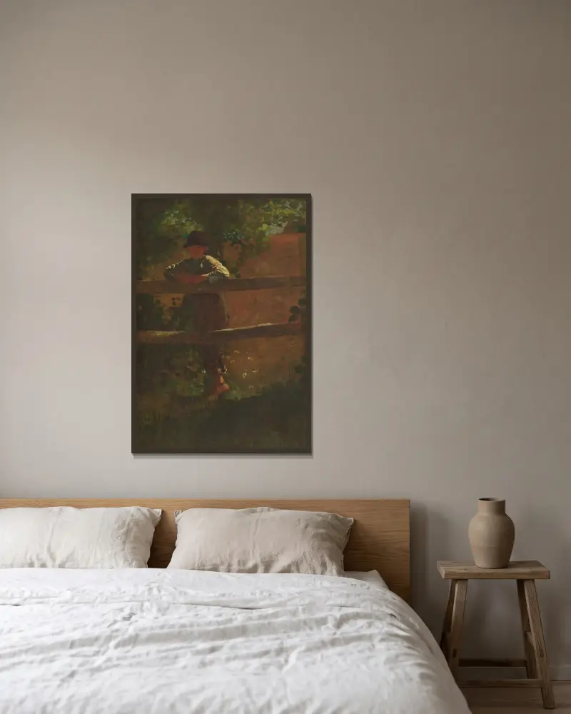 A Country Lad av Winslow Homer inramad på en vägg