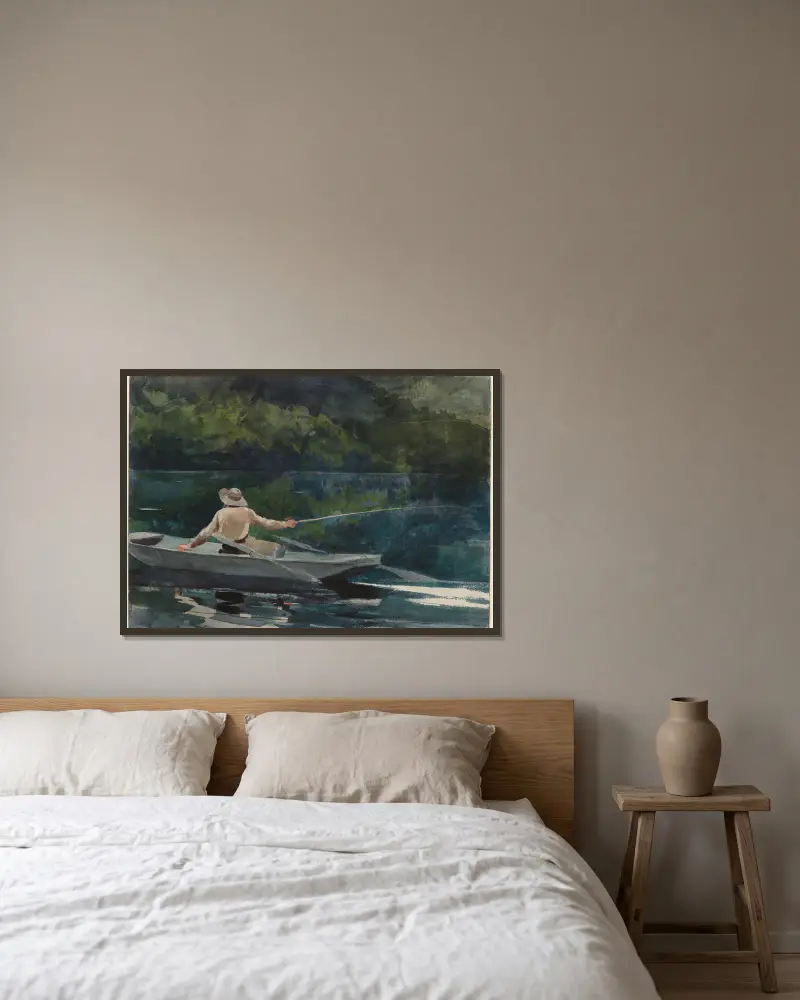 Das Auswerfen, Nummer zwei von Winslow Homer gerahmt an einer Wand
