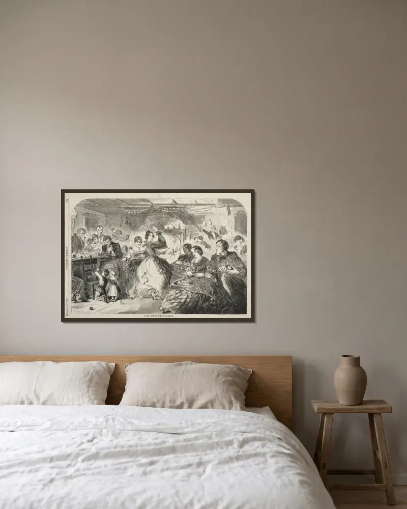 Herbstspiele – Die Apfelbiene von Winslow Homer gerahmt an einer Wand