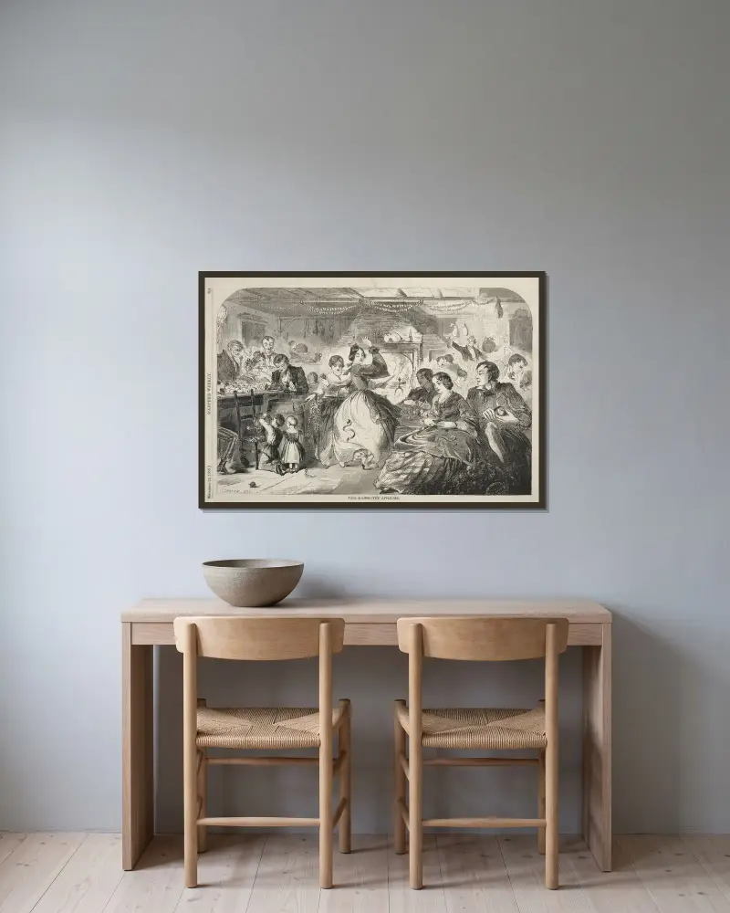 Herbstspiele – Die Apfelbiene von Winslow Homer gerahmt an einer Wand